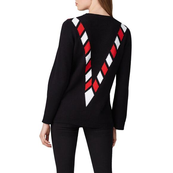 VICTOR GLEMAUD Black Red White Candy Detail Cotton Cashmere V Front Sweater S - Picture 2 of 15